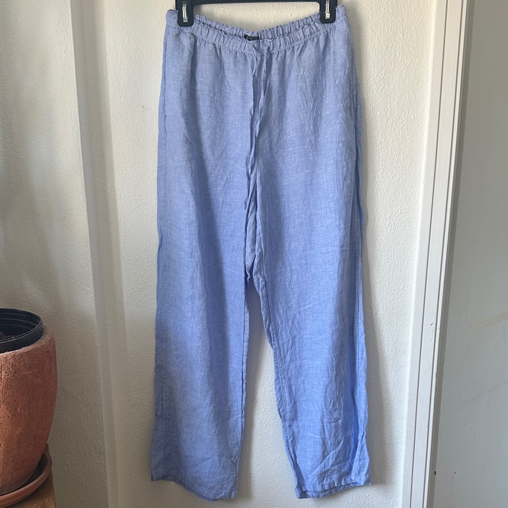 J Crew Light Blue Linen Drawstring Pants